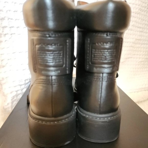 Coach Womens Lorimer Leather Logo Combat and Lace-up Boots - Picture 1 of 6